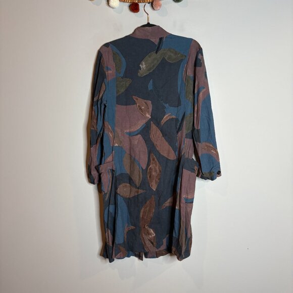 Poetry Abstract Brushstroke Button Down Linen Blend Dress - Picture 5 of 5